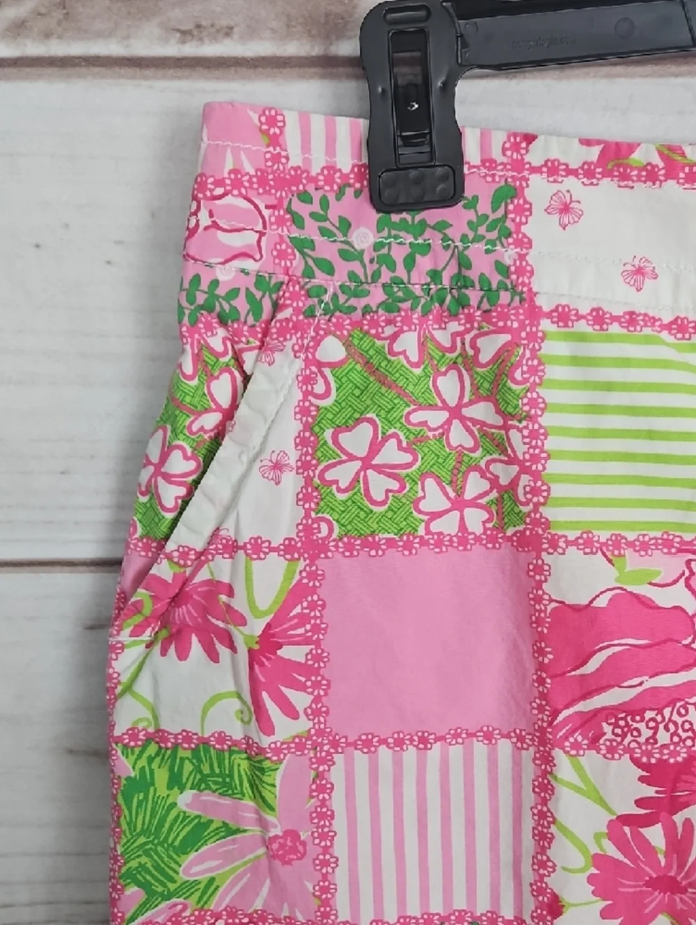 Lilly Pulitzer Patchwork Floral Butterfly Print Skort | Size 8 | Pink Green - Picture 6 of 13